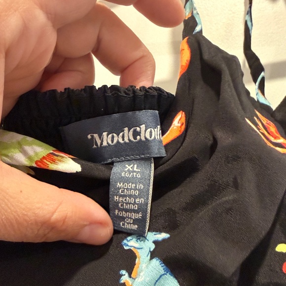 ModCloth Black Slip Dress with Colorful Dino Motif - Picture 3 of 5